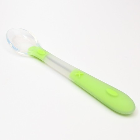 Spoon for nursery for feeding silicone, from 5 months, green color
