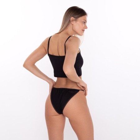 Panties of tanga women, black color, size 46-4