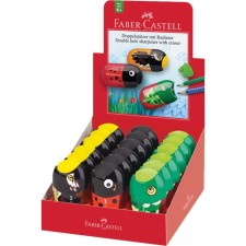 Plastic grinder with Faber-Castell Animals Eraser, 2 holes, container, mix