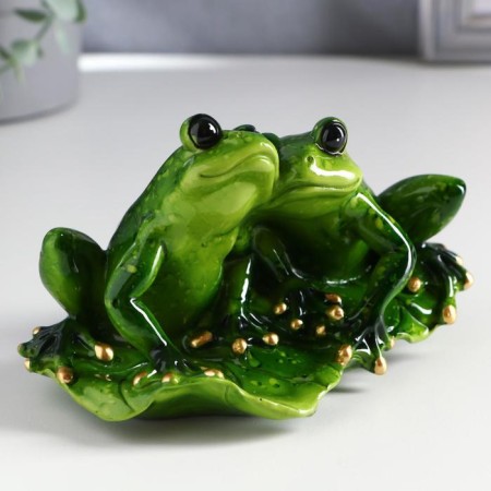 Souvenir Polystone Lak "Frog on the sheet" 8.5x14x9.5 cm-1