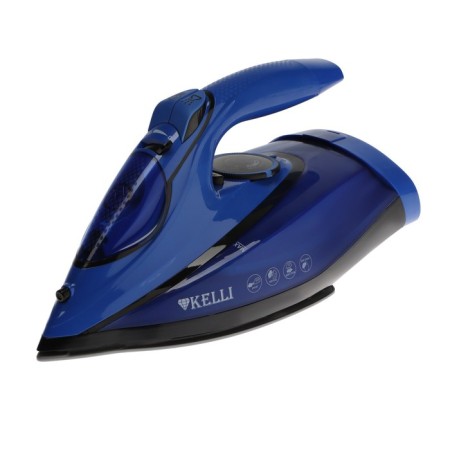 Iron Kelli KL-1650C, 2600 W, ceramic sole, wireless, 320 ml, blue