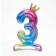 Foil ball 32 "Number 3 with crown, gradient on the stand
