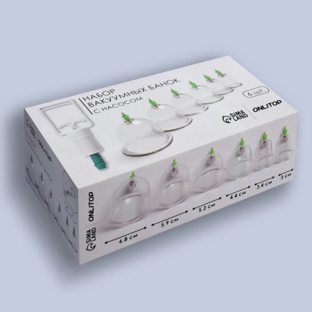 A set of vacuum cans for massage, with a pump, 6 pcs, D 6.8/5.9/5.2/4.4/3.4/3 cm-6