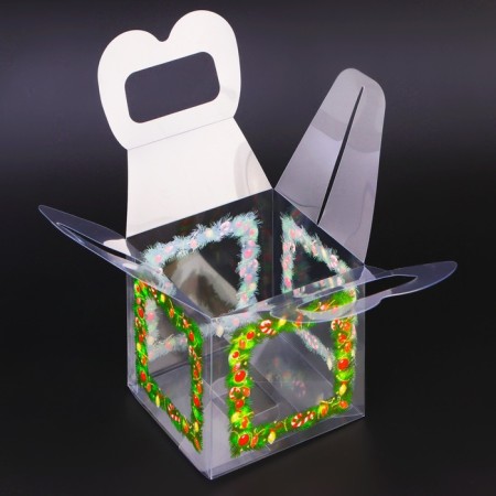 New Year. Box a gift New Year folding PVC "New Year's toys" 10 x 10 x 10 cm.-3