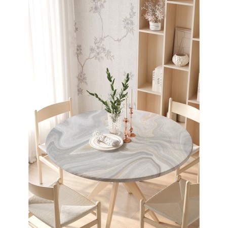 The tablecloth “Marble waves”, round, oxford, elastic band, size 140x140 cm, diameter 105-120 cm-2