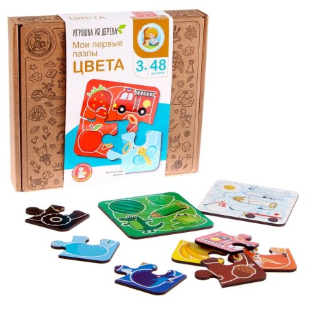 Puzzles made of wood "My first puzzles" "Colors" 48 elements
