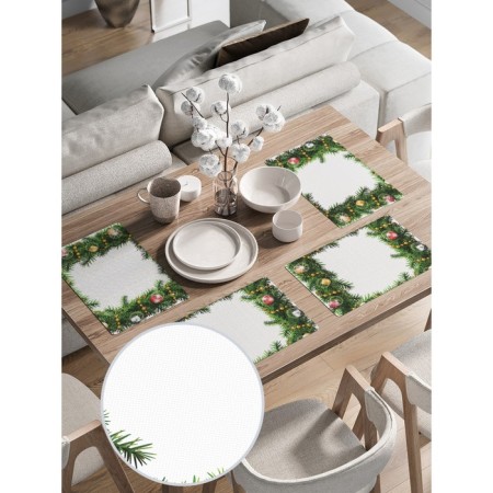 A set of napkins for setting the Christmas Vinette table, rectangular, rounded edges, size 30x46 cm, 4 pcs-1