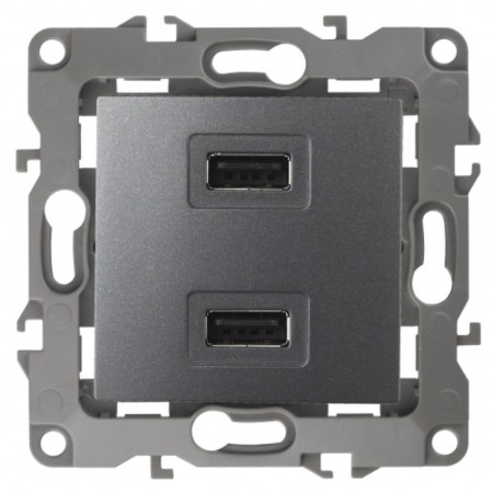 USB charger device, 230V/5V-2100MA, IP20, era12, graphite