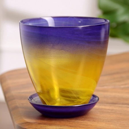Flower pot with pallet No. 2 "Aleb" yellow-violet, 0.85 liters