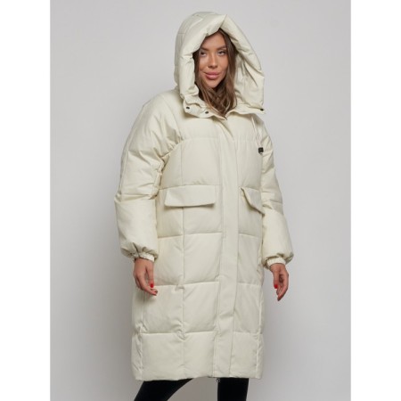 Coat insulated winter female, size 54, beige color-5