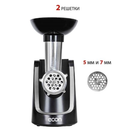 Electric meat grinder ECON ECO-1064MG, 2000W, reverse, 1 speed, 8 nozzles, black color black-1