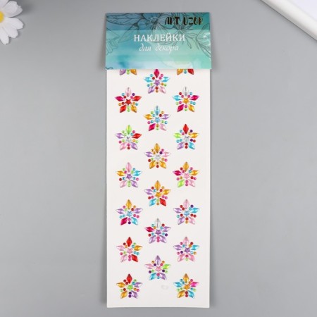 Sticker of rhinestones "Five -pointed flowers" mix 10.7x32 cm-4