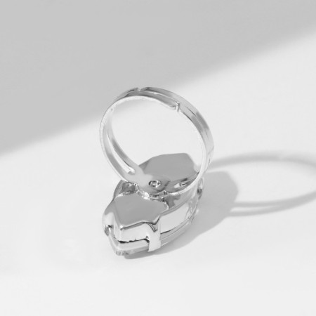 Ring "Assorted" volumetric drop, white color in silver, dimensionless-2