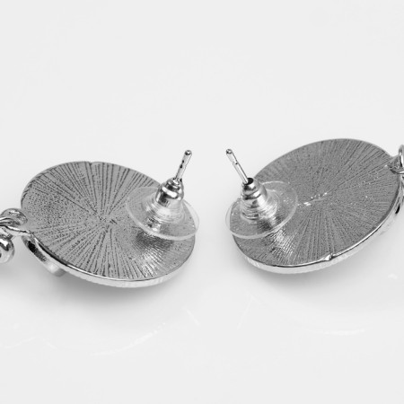 Earrings with pearls "drops" storm, color silver-1