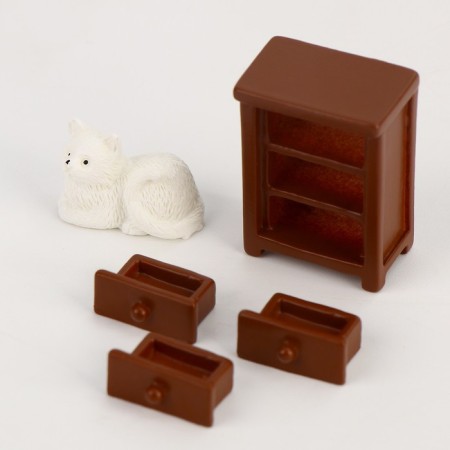 Miniature puppet "bedside table with a cat"-3