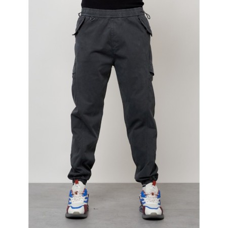 Cargo jeans men, size 56, dark gray color-4