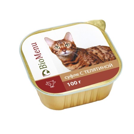 Wet Biomenu feed for cats, souffli with veal, 100 g
