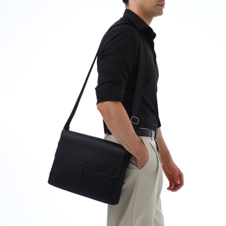 Male Business Bag, Textura, 2 external pockets, black color-7
