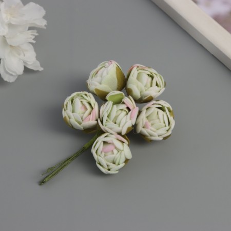 Decor for creativity "peonies" white-green (1 set = 1 bouquet) in the bouquet 6 pcs 2.5x10.5 cm-1