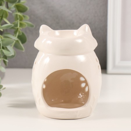 Ceramics candlestick for 1 candle "fox" white 7.5x7.5x11 cm-4