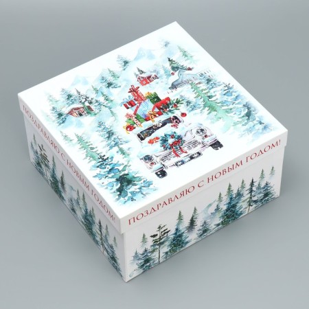 Gift box “Happy New Year!”, 26.2 x 26.2 x 14 cm, New Year-1