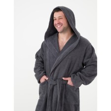 Male dressing gown with a hood, size 56-58, color gray color