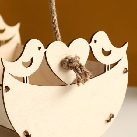 Kashpo wooden 22 × 15 × 12 cm unique "Ptichkina Light feeder", pen, natural-2