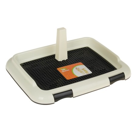 Dog toilet 46.5 x 35.5 x 5.5 cm, with a removable side, grille and column, black