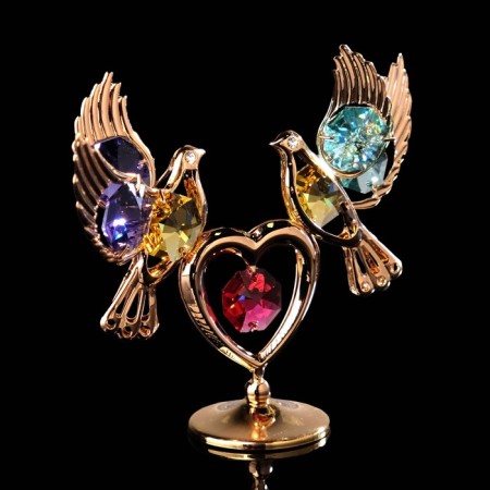 Souvenir "Pigeons on the Heart", 3 × 9.5 × 8 cm, with crystals