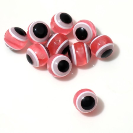 Bead "Eye" Round, 1 × 1 × 1 cm, (set 10 pcs.), Pink color-1