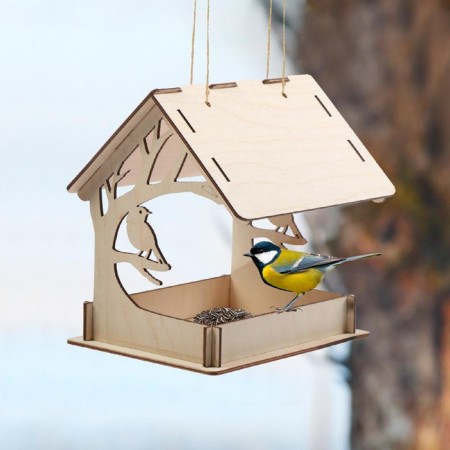 Wooden feeder “Bird on a tree” with your own hands, 14.5 × 18.5 × 19.5 cm, Greengo-4