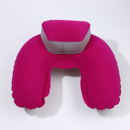 A pillow for the neck, with a headrest, inflatable, in a case, 43 × 28 cm, pink color-2
