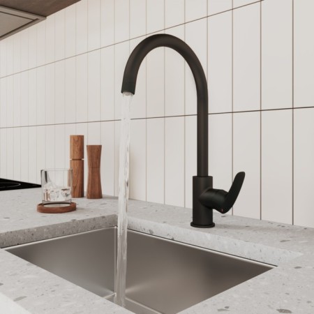 MILARDO RORA RORBLFJM05 kitchen mixer, pour 203 mm, filtered water valve, black matte-3