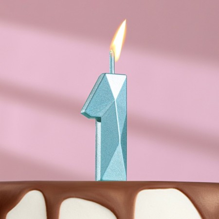 Candle in the cake on the skewer "Almaz", the number "1", blue, 4.8x2.6 cm
