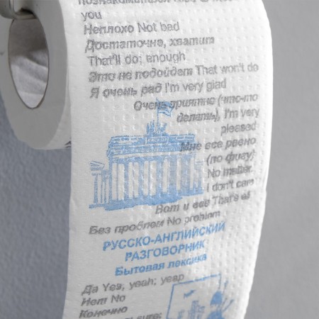 Souvenir toilet paper "Russian-English phrasebook", 1 part, 9x10x9 cm-3