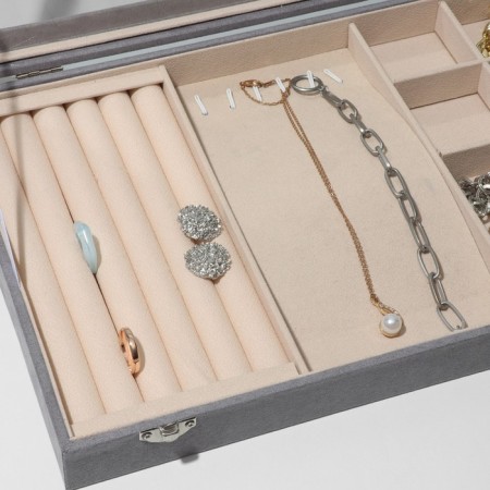 Steam for jewelry "Casket" 5 rows, 6 hooks, 8 cells, phlock, 35 × 24.5 × 5, gray-beige color-2