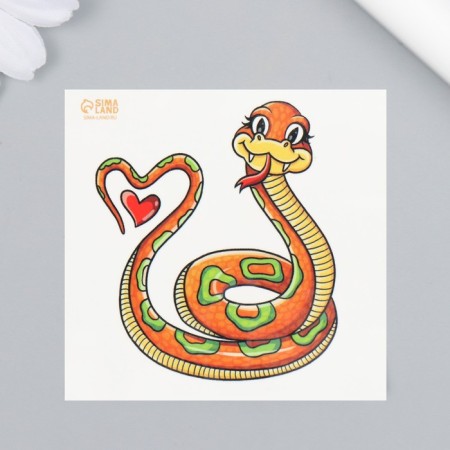 Tattoo on the body color "Python and heart" 6x6 cm-1