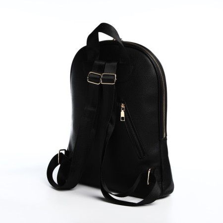 Women's backpack made of artificial leather with lightning, 2 pockets, black color-2