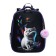 School backpack 38 x 30 x 16 cm, ergonomic back, stavia "cat and feathers", blue
