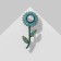 Brooch "Flower" Simps with bead, the color of white-sea in matte gold