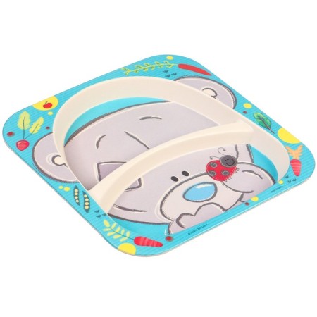 A set of children's bamboo dishes, 3 objects: plate, fork, spoon, me to you-8