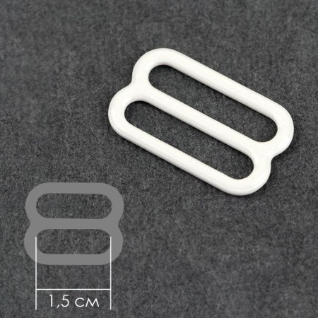 Strap regulator, metal, 15 mm, 20 pcs, white color-1
