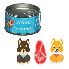 Lastik Deveente Happy Friends, set 6 pieces, 42x22x7mm and 40x21x5mm, iron bank