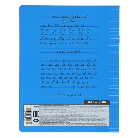 Notebook 12 sheets in the narrow line "School", cover coated cardboard, offset unit, mix-1