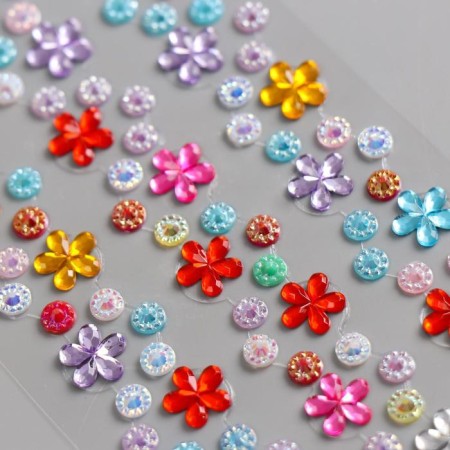 Sticker of rhinestones plastic "threads with flowers" 19x8 cm-3