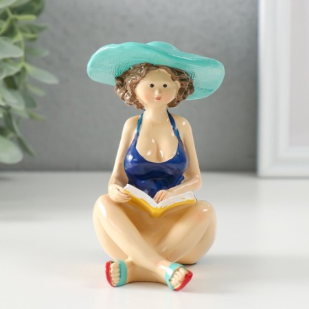 Souvenir Polystone "Pill in a blue swimsuit, in a hat, reads the book" 8.5x6.5x10 cm