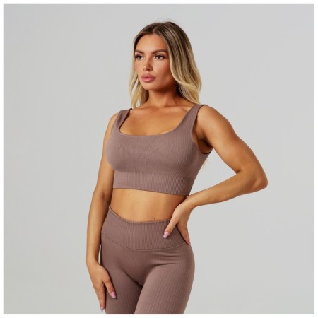 Sports top on wide straps, size m, beige color-6