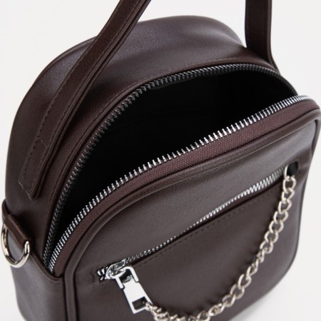 Board-suction on a zipper, 2 outer pockets, a long belt, a handle, brown color-2