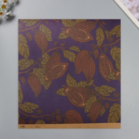 Scrapbooking paper bilateral craft "Cocoa and flowers" density 180 grams set 5 pcs 30.5x32 cm-1