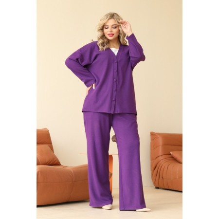 Female costume: cardigan, trousers, size 48, purple color-11